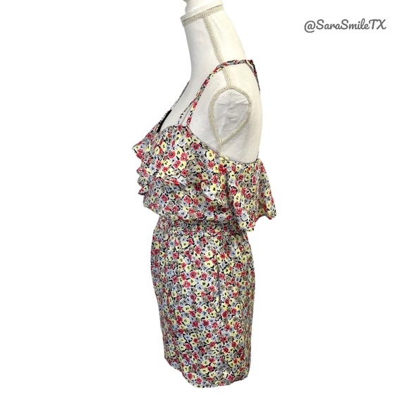 BCBGENERATION Strappy Ruffle Colorful Floral Shorts Romper - Picture 11 of 14